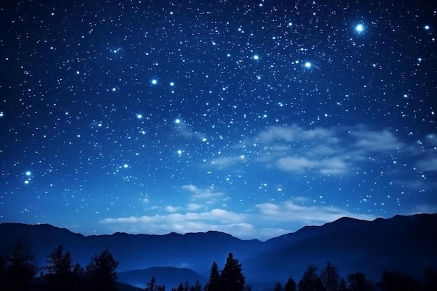 Stars in the sky above the mountains