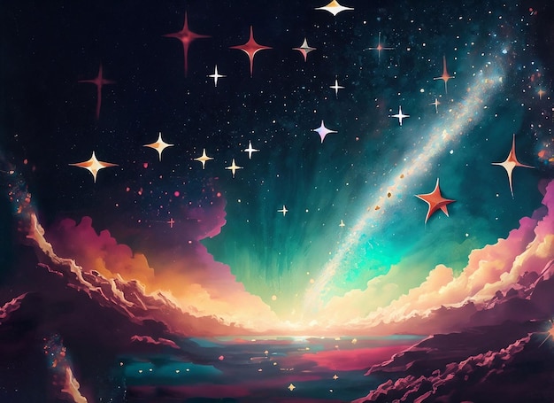 Stars and stardust illustration surreal fantasy universe