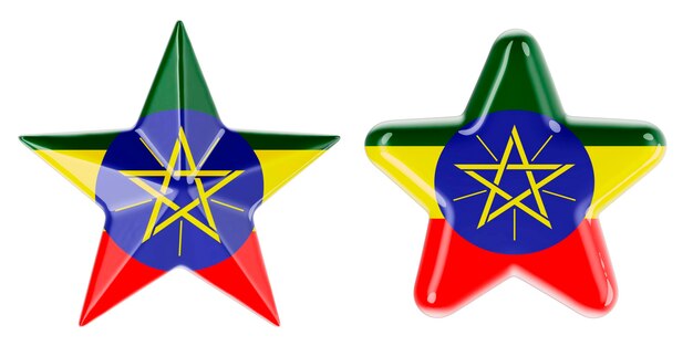 Photo stars with ethiopian flag 3d rendering