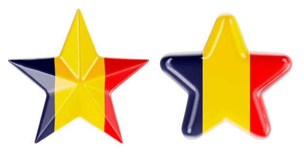 Stars with Romanian flag 3D rendering