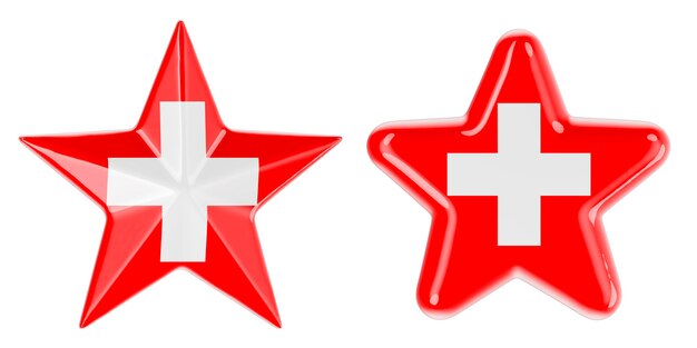 Photo stars with swiss flag 3d rendering