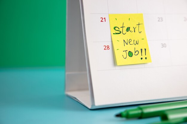 Start a New Career Concept. Close-up of Calendar with Start New Job wording, Challenging of Occupation for New Employee