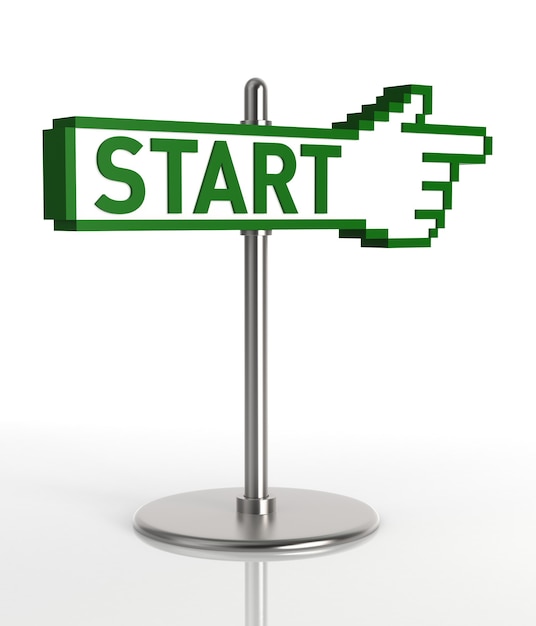 Start Sign. Digitally Generated Image. 3D Rendering