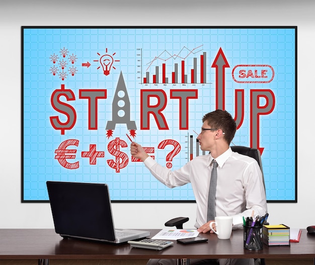 Start up concept on screen