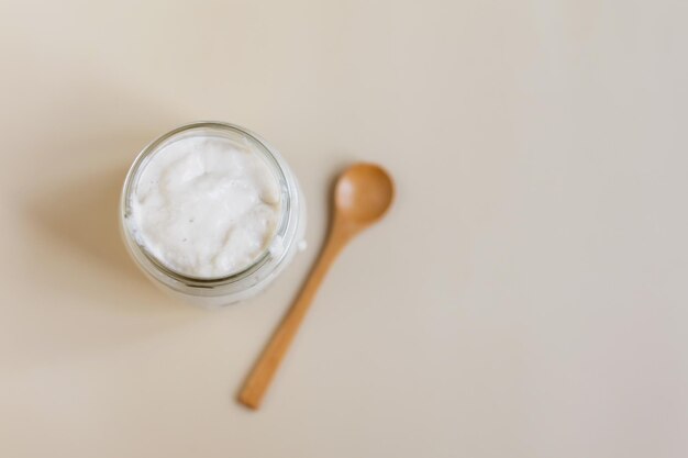 Starter sourdough in glass jar