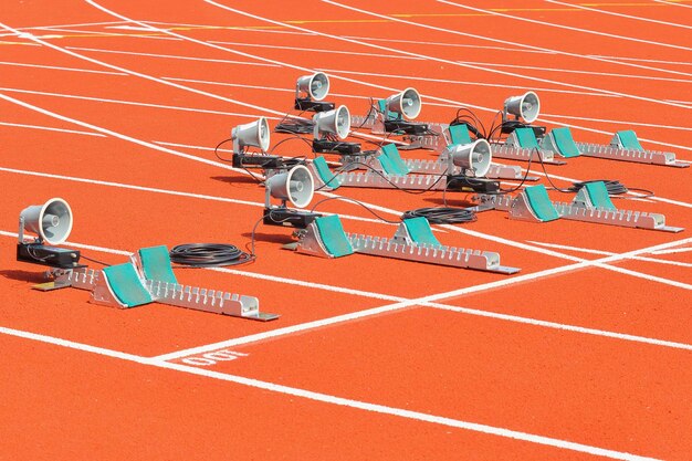 Photo starting block on track