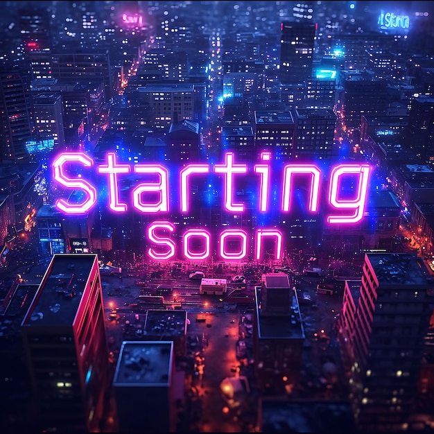 Starting Soon Text With Countdown Effect and Futuristic Styl Creative Decor Live Stream Background