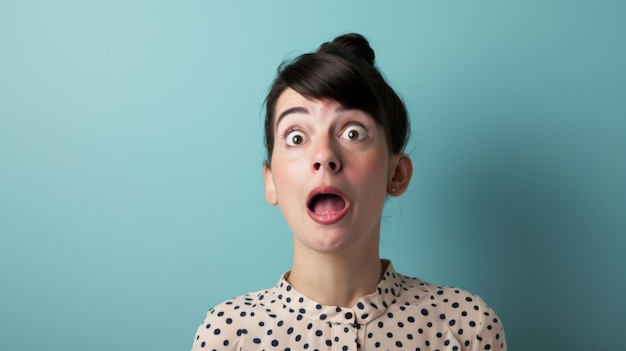 Photo startled woman with wide eyes