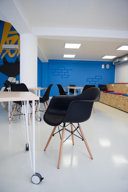 startup business office interior details, bright modern working space