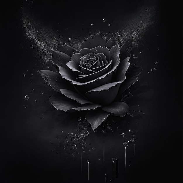 Stary black Rose flower splash art