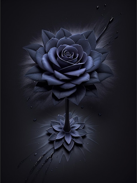 старая черная роза всплеск искусства эстетика для дизайна футболки очень подробный темный тон