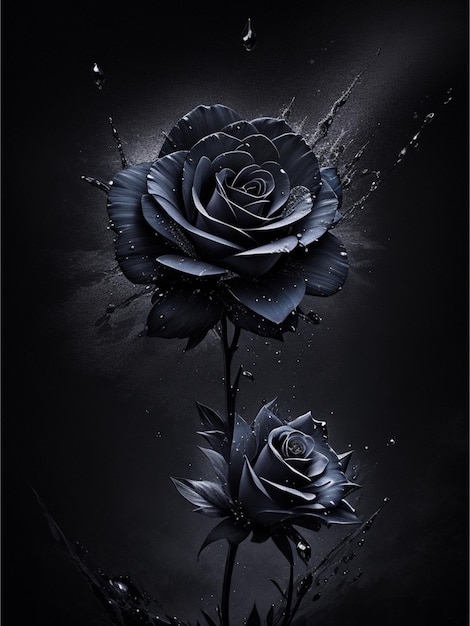 старая черная роза всплеск искусства эстетика для дизайна футболки очень подробный темный тон