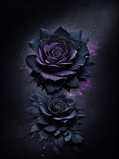 stary black Rose flower splash arts aesthetic