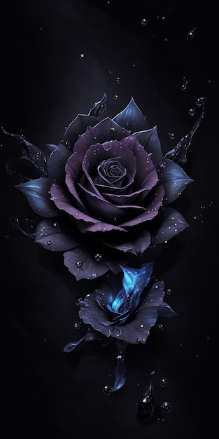 Stary blackRose flower splash arts aesthetic for Tshirt design highly detailed darktone