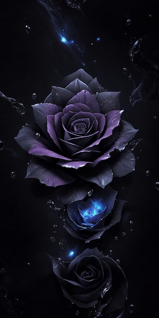 Stary blackRose flower splash arts aesthetic for Tshirt design highly detailed darktone