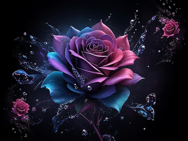 Stary Rose Flower splash arts ai generator