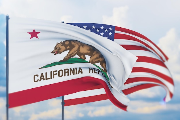 Photo state of california flag d illustration flags of the us states and territories