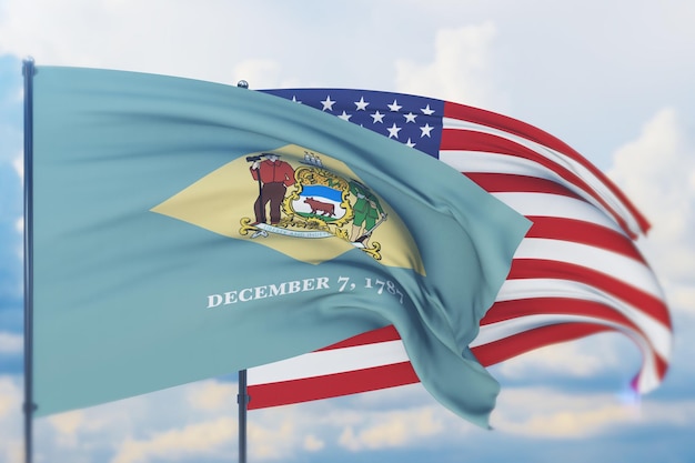 State of delaware flag d illustration flags of the us states and territories