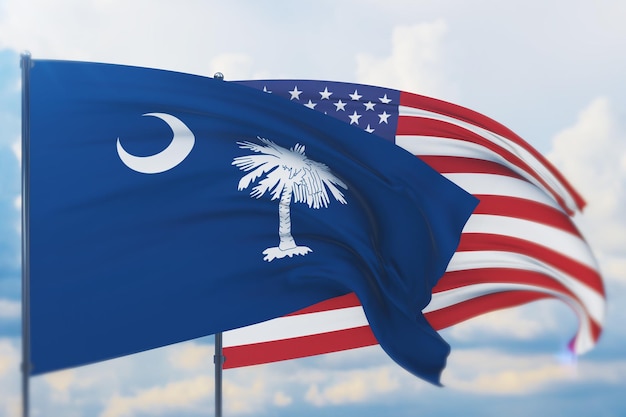 State of south carolina flag d illustration flags of the us states and territories