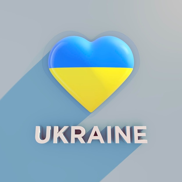 State symbol of Ukraine on a glossy badge 3D rendering