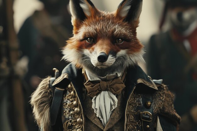 Stately Anthropomorphic fox wearing noble Generate ai