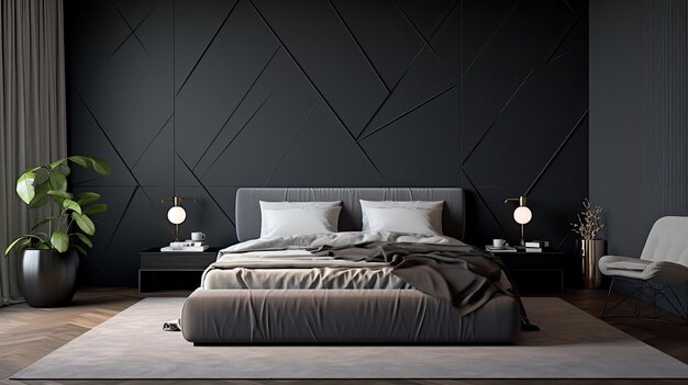 Photo statement elegant dark bedroom