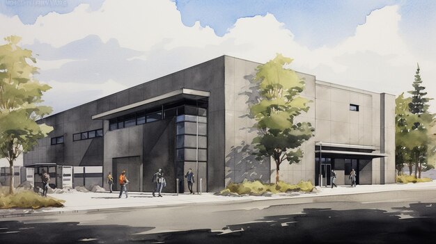 StateoftheArt Facility Design Watercolor Image