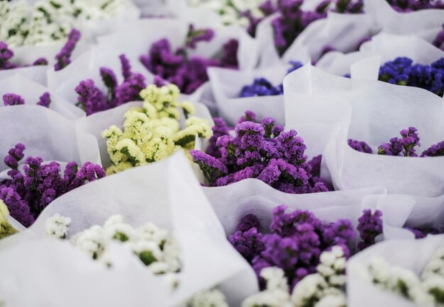 Statice flowers in the market