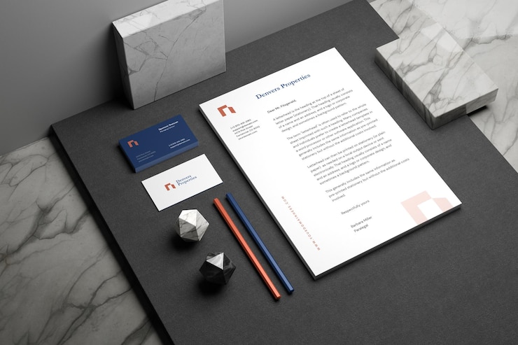 Foto stationair mock-up letterhoofd visitekaartje ontwerp