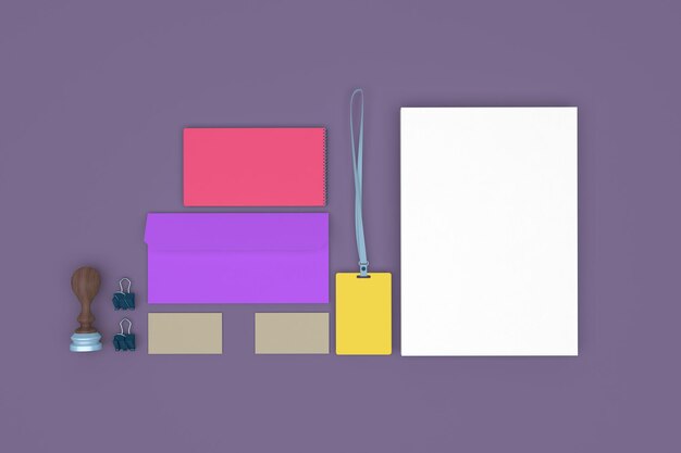 Photo stationary front side isolated in purple background