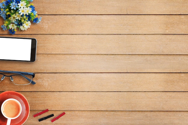 Stationary on wood table