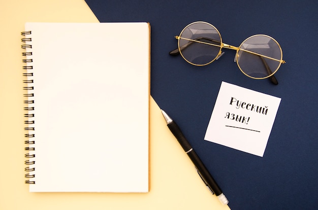 stationery objects on bicolor background