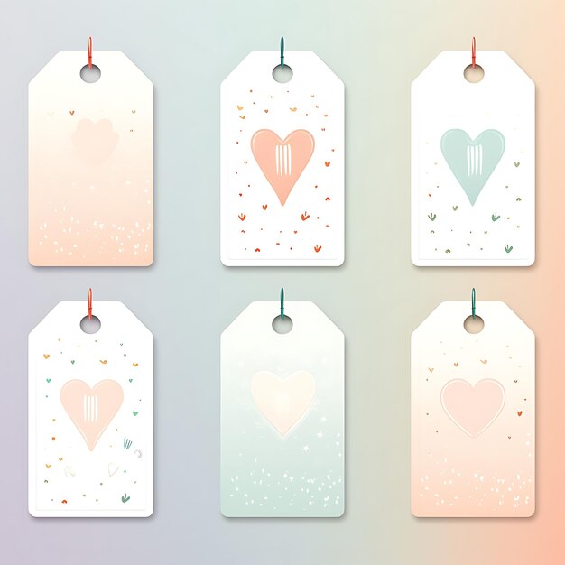 Photo stationery store tag card pastelcolored cardstock whimsical 2d vector design collection card flat