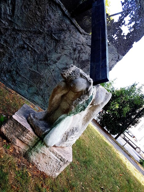 Statue against trees and plants