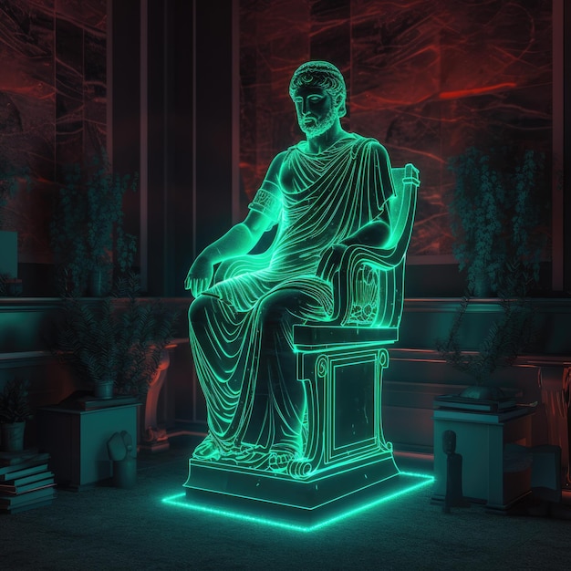 Statue of ancient antiquity man in a modern style Generative AI