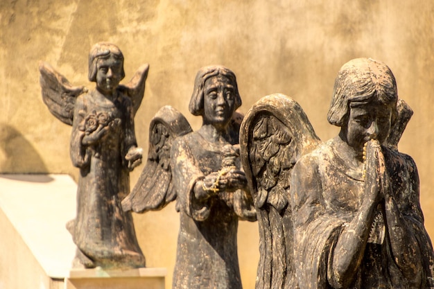 Statue of angel in cemetery