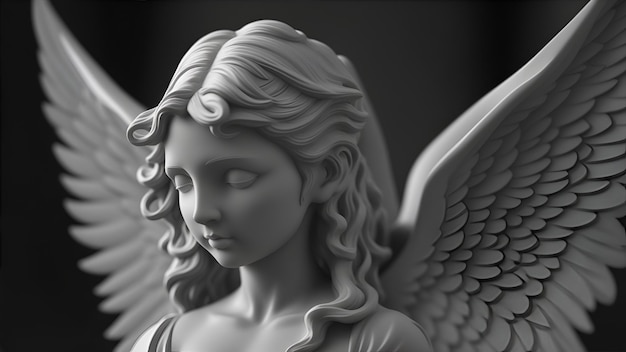 A statue of an angel with a bowed head made of marble Generation AI