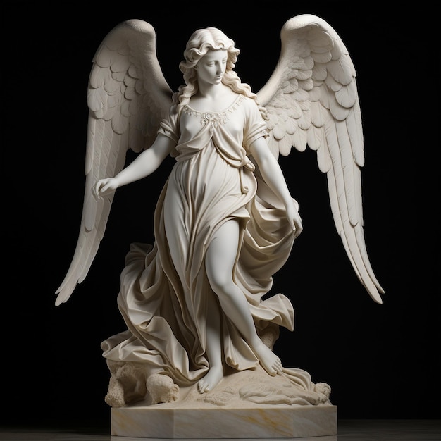 Photo a statue of an angel with a white wings.