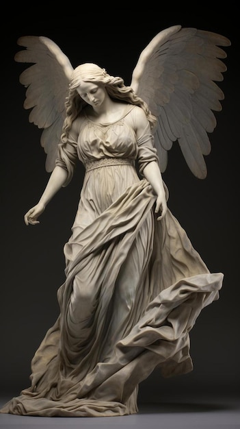 Photo a statue of an angel with wings spread out