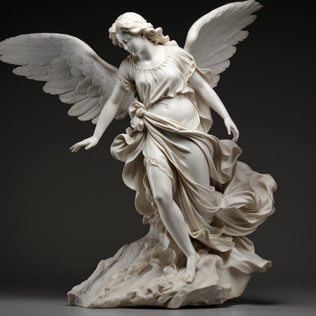 a statue of an angel with wings spread out.