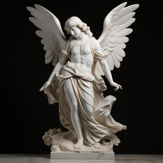 Статуя ангела со словом ангел на ней