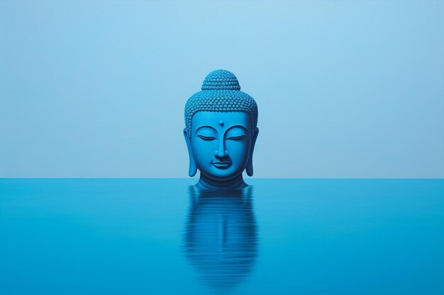 Foto una statua di buddha in acqua blu