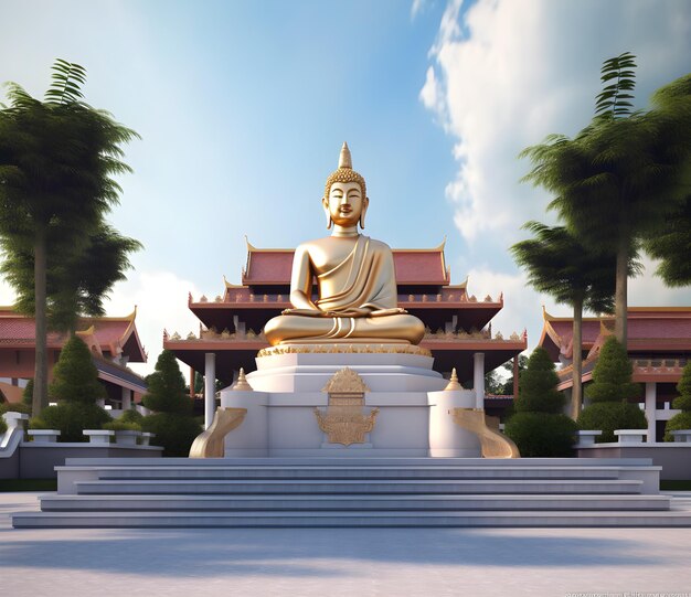 Photo a statue of a buddha in front of a building