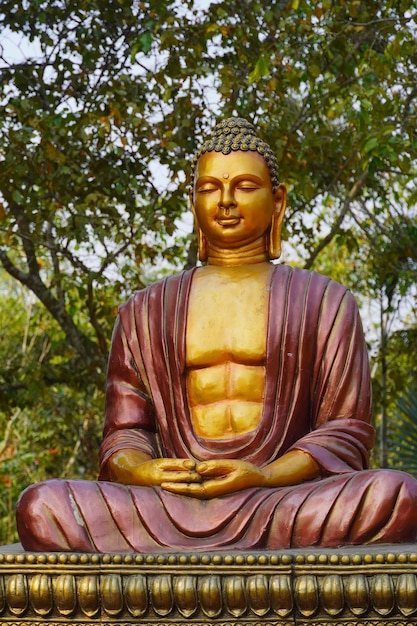 Foto statua di buddha in postura di meditazione