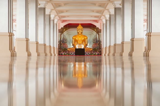 Statue of buddha sitting meditation in the temple.