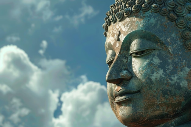 Статуя Будды на небесном фоне Статуя Гигантской Будды