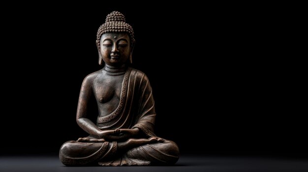 a statue of buddha with a black background