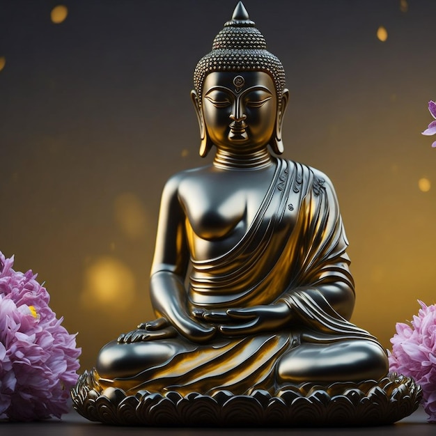 정면에 부처(Buddha)라는 글자가 적힌 불상