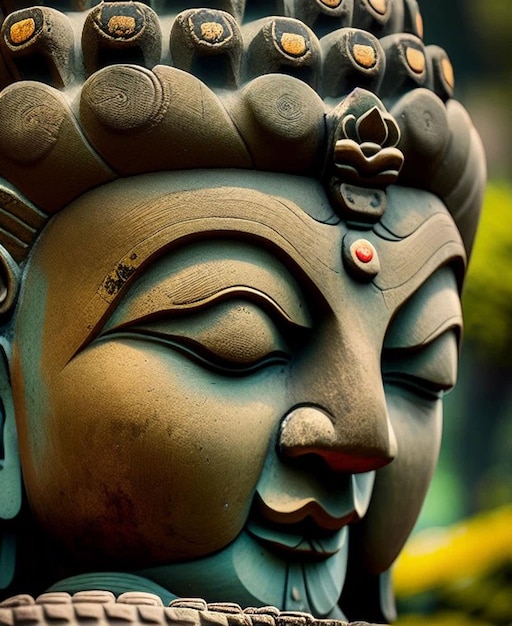 Статуя будды со словом будда на ней