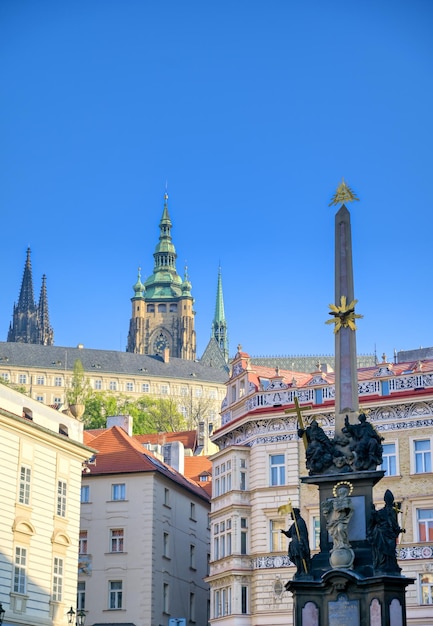 Statue of buildings against blue sky